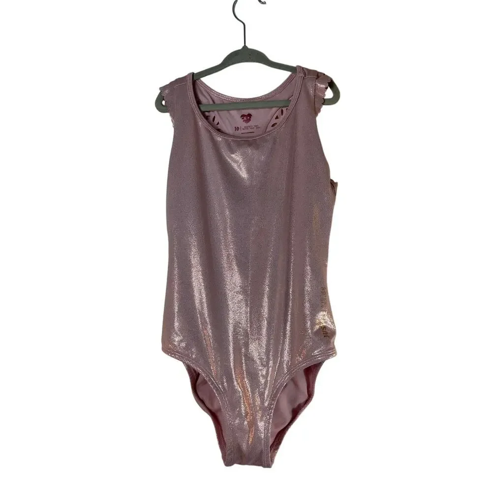 JUSTICE Girl’s Shimmer Laser Cut Dance/ Gymnastics Leotard / Size: 10
